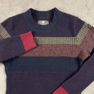Obermeyer Sweater Womens Size Small Lambswool Blend Stripe Color Block Patch